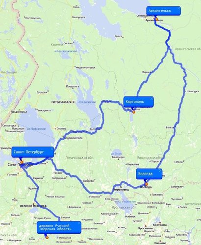 Дорога архангельск москва на машине карта