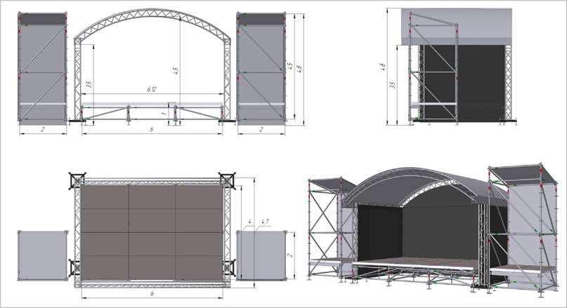 Сцена 7 на 5. Арочная сцена 6х4м Prolyte. Сценический комплекс арочный 6х8. Сценический комплекс ск4х3ап1 (арочная). Размеры сцены.